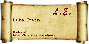 Luka Ervin névjegykártya